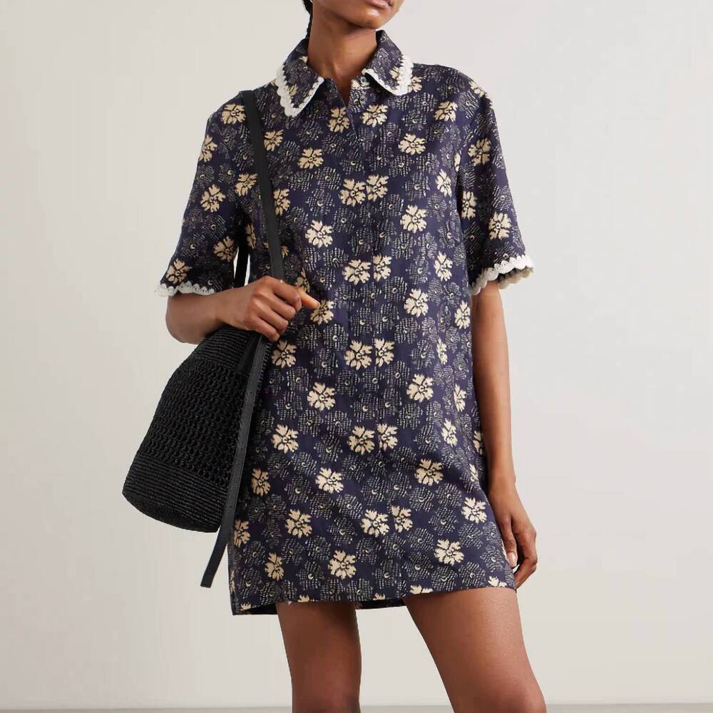NEW SEA gloria print mini dress in navy